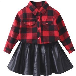 Two piece leather skirt sets for Baby girls